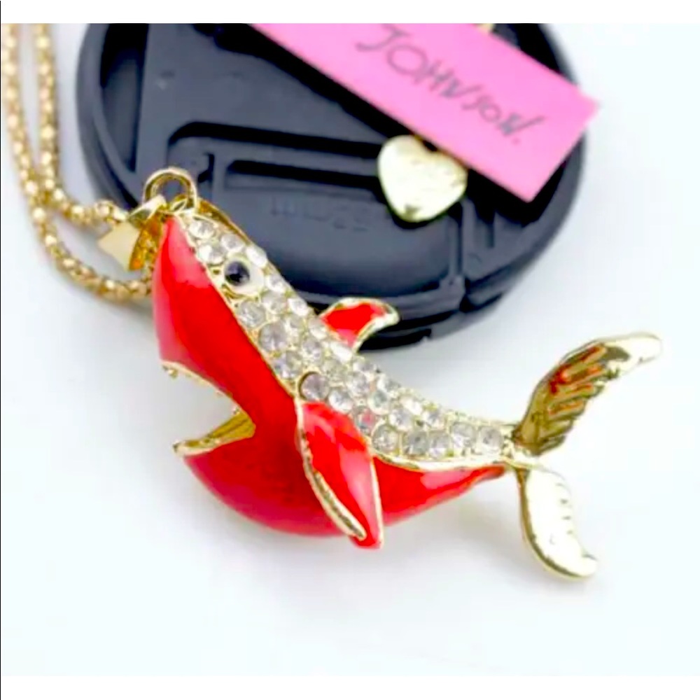 New BetseyJohnson Enamel Crystal Pendant Necklace